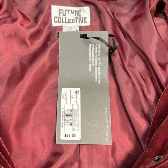 Future Collective Women's Velvet Bow-Tie Puffer Jacket
- Burgundy 1X - Picture 8 of 9